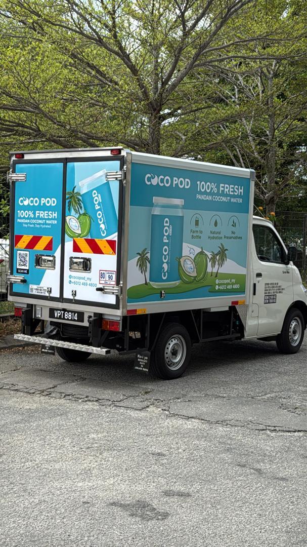 Cocopod's branded refrigerated delivery truck